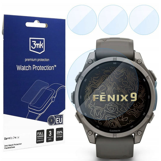 3MK FlexibleGlass védőfólia Garmin Fenix 9 47mm-hez, 3 darabos készlet, rugalmas üveg