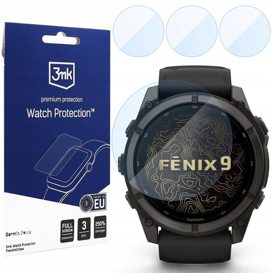 3MK FlexibleGlass védőfólia Garmin Fenix 9 51mm-hez, 3 darabos készlet, rugalmas üveg