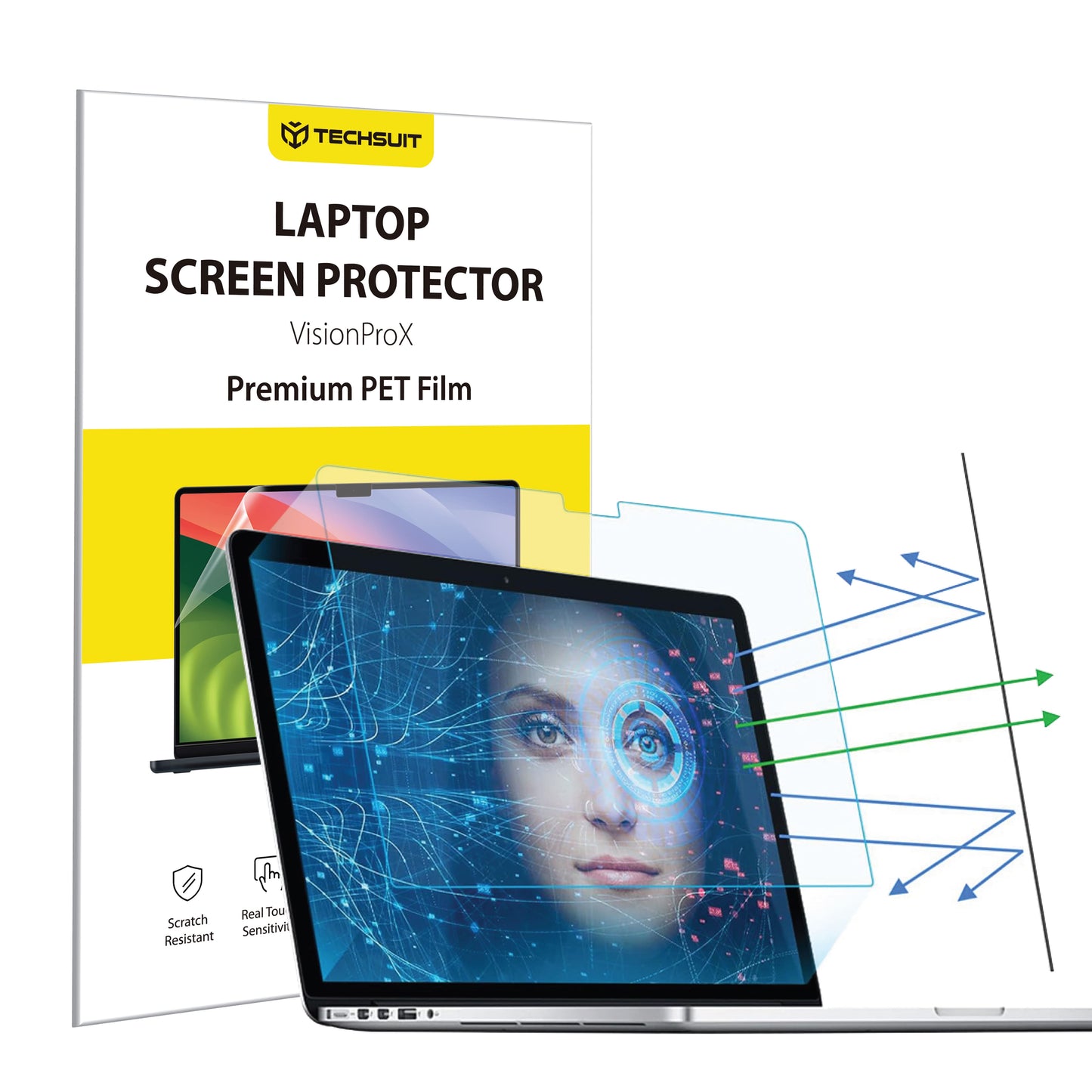 Kékfény elleni védőfólia Techsuit VisionProX Apple MacBook Air M3 13inch (2024), Műanyag