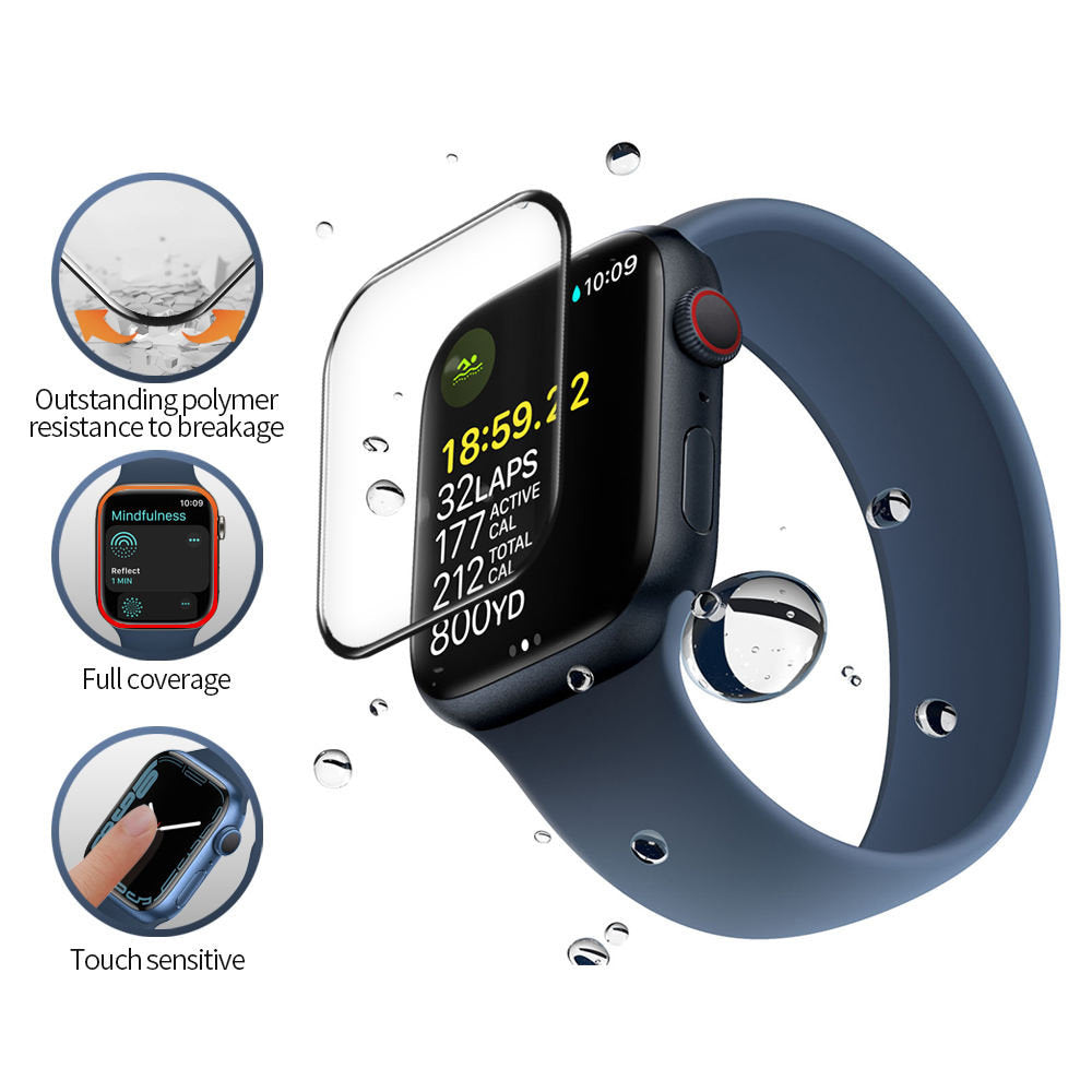 Blueo High Molecule védőfólia Apple Watch 44mm Series-hez, edzett üveg, fekete
