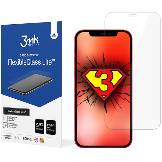 3MK FlexibleGlass Lite képernyővédő fólia Apple iPhone 12 / 12 Pro készülékhez, rugalmas üveg, teljes ragasztóval