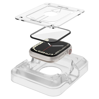 Spigen ProFlex EZ FIT védőfólia Apple Watch 9 / 8 / 7 45mm sorozathoz, 2 darabos készlet, Rugalmas üveg, Fekete AFL04051