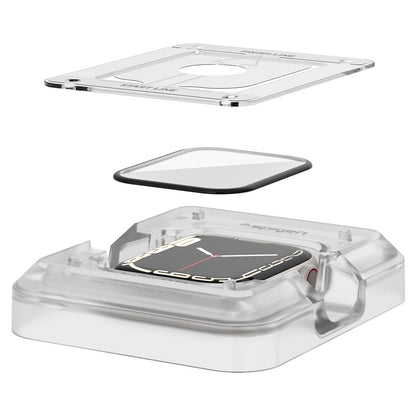 Spigen ProFlex EZ FIT védőfólia Apple Watch 9 / 8 / 7 45mm sorozathoz, 2 darabos készlet, Rugalmas üveg, Fekete AFL04051