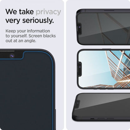 Privacy képernyővédő fólia Spigen GlastR EZ FIT Apple iPhone 14 Plus / 13 Pro Max készülékhez, Edzett üveg, Teljes ragasztás, 2 darabos készlet