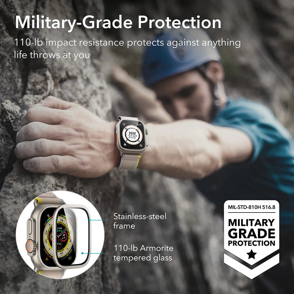 ESR Armorite védőfólia Apple Watch Ultra sorozathoz, 2 darabos készlet, Edzett üveg, Bronz