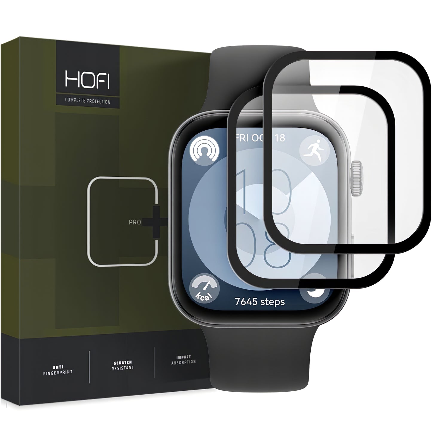 HOFI Hybrid PRO+ védőburkolat Huawei Watch Fit 3 készülékhez, 2 darabos készlet, műanyag, fekete 