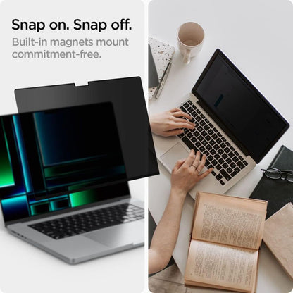Spigen Safe View Magnetic Privacy Képernyővédő Fólia Apple MacBook Pro 14inch (2022) / (2024) / (2023) / (2021) készülékhez, Műanyag AFL06158