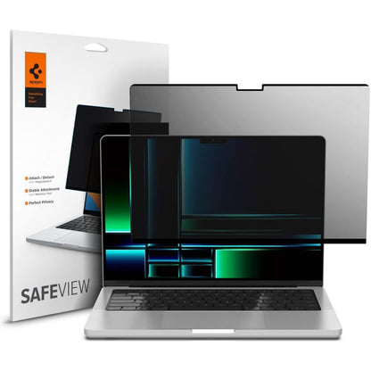 Spigen Safe View Magnetic Privacy Képernyővédő Fólia Apple MacBook Pro 14inch (2022) / (2024) / (2023) / (2021) készülékhez, Műanyag AFL06158