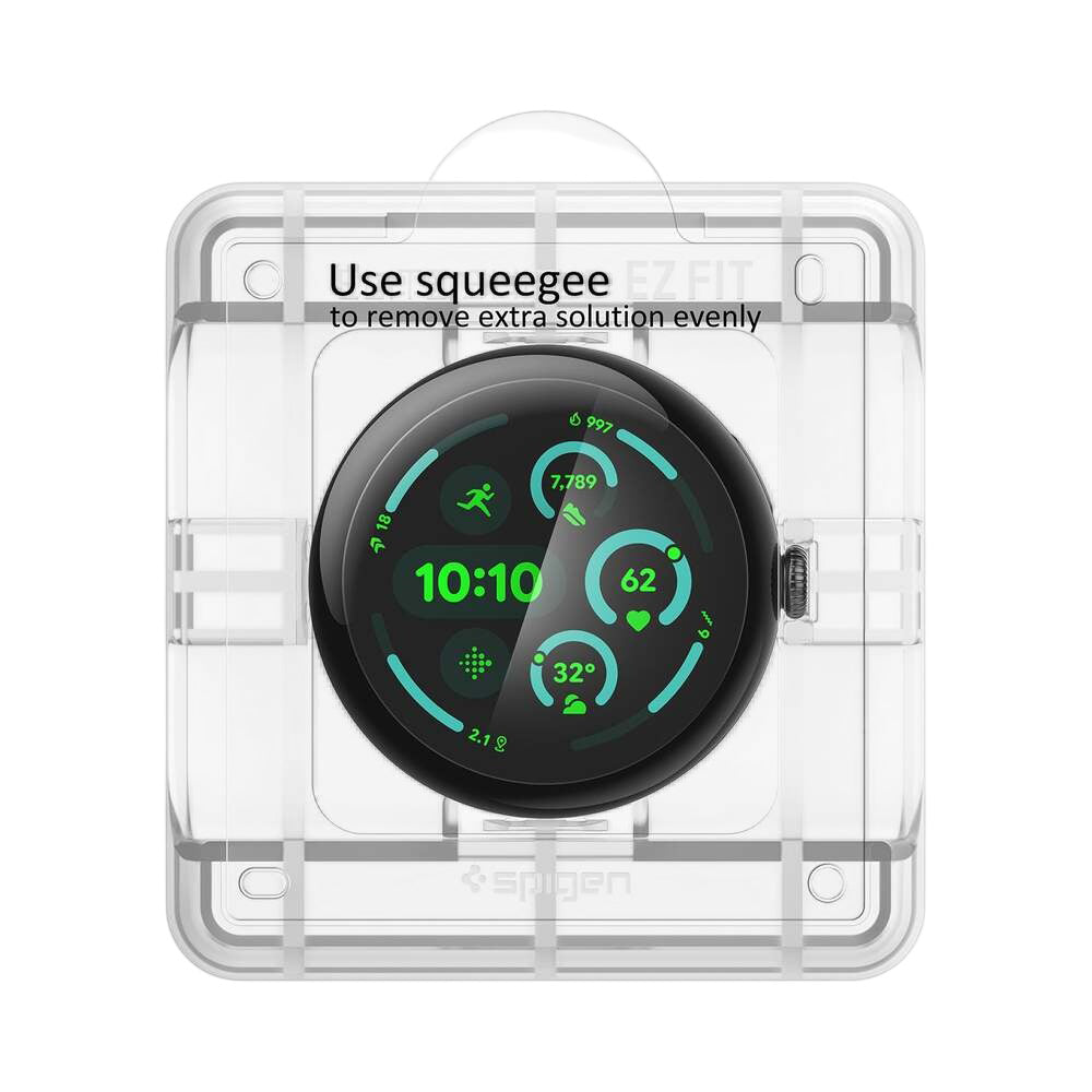Spigen Elite Shield EZ FIT védőfólia Google Pixel Watch 45mm sorozathoz, 2 darabos készlet, edzett üveg, átlátszó AFL08525