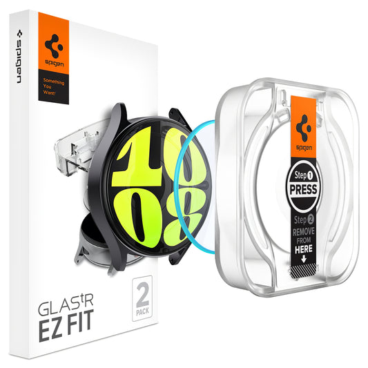 Spigen GlastR EZ FIT védőfólia Samsung Galaxy Watch7 / Watch6 / Watch5 / Watch4 44mm sorozathoz, 2 darabos készlet, Edzett üveg AGL08493