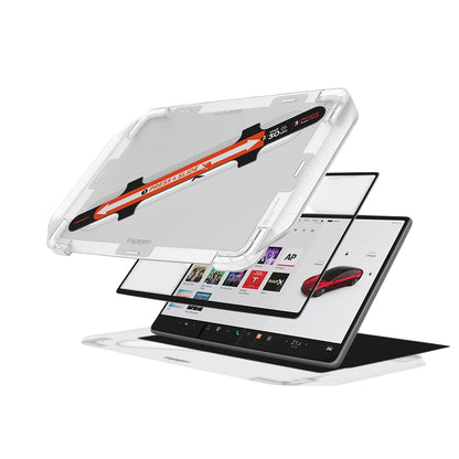 Spigen GlastR EZ FIT Anti-Glare FC védőfólia Tesla Y (2026 / 2025) / 3 (2026 / 2025 / 2024) navigációs kijelzőjéhez, edzett üveg, AGL07152