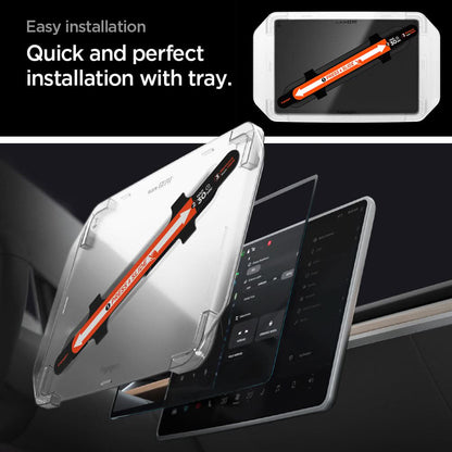Spigen GlastR EZ FIT Anti-Glare FC védőfólia Tesla Y (2026 / 2025) / 3 (2026 / 2025 / 2024) navigációs kijelzőjéhez, edzett üveg, AGL07152