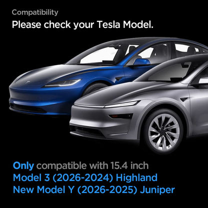 Spigen GlastR EZ FIT Anti-Glare FC védőfólia Tesla Y (2026 / 2025) / 3 (2026 / 2025 / 2024) navigációs kijelzőjéhez, edzett üveg, AGL07152