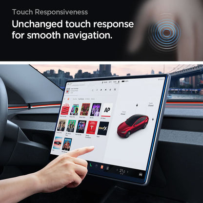 Spigen GlastR EZ FIT Anti-Glare FC védőfólia Tesla Y (2026 / 2025) / 3 (2026 / 2025 / 2024) navigációs kijelzőjéhez, edzett üveg, AGL07152