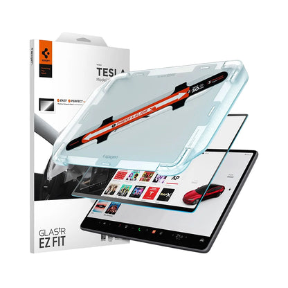 Spigen GlastR EZ FIT Anti-Glare FC védőfólia Tesla Y (2026 / 2025) / 3 (2026 / 2025 / 2024) navigációs kijelzőjéhez, edzett üveg, AGL07152