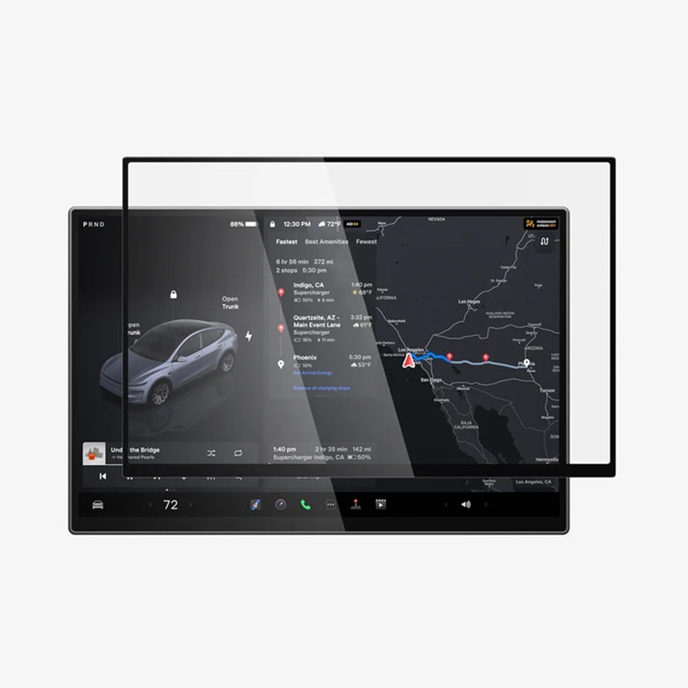 Spigen GlastR EZ FIT védőfólia Tesla Y 2026 Premium / Performance navigációhoz, edzett üveg AGL10820