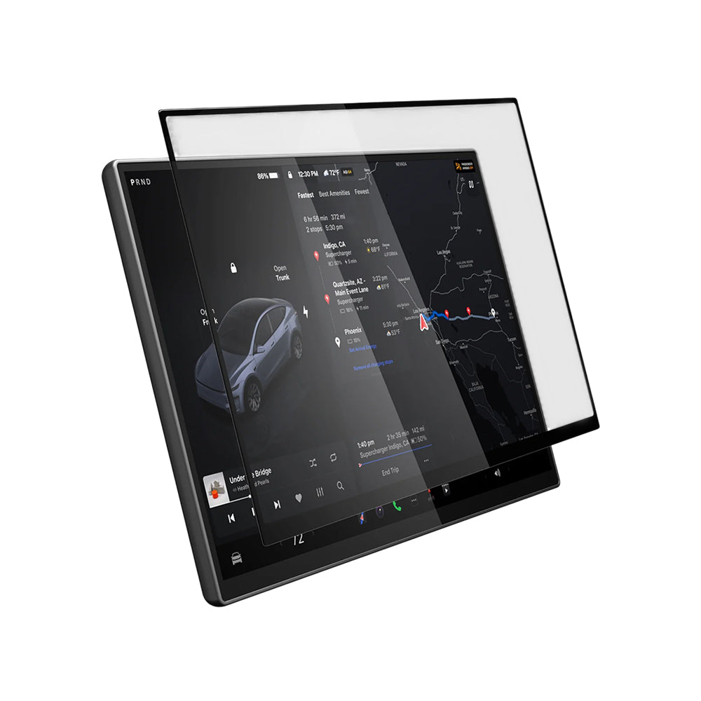 Spigen GlastR EZ FIT védőfólia Tesla Y 2026 Premium / Performance navigációhoz, edzett üveg AGL10820