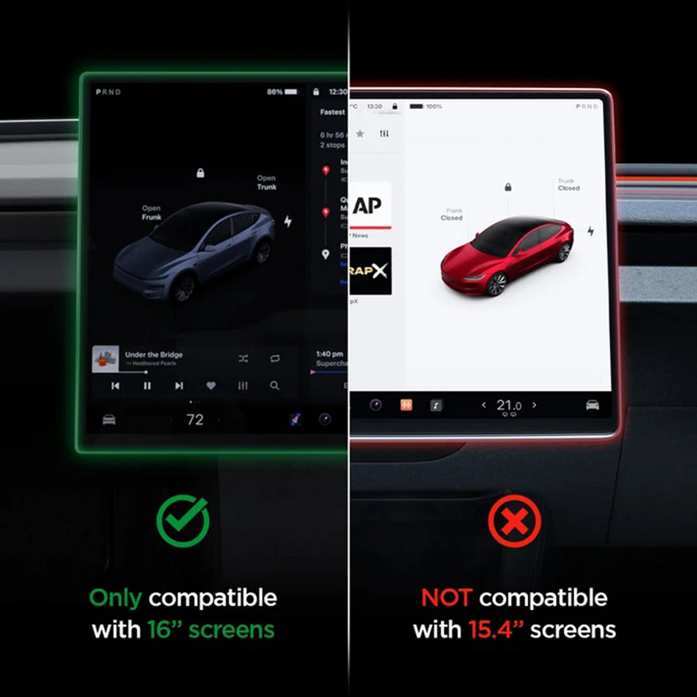 Spigen GlastR EZ FIT védőfólia Tesla Y 2026 Premium / Performance navigációhoz, edzett üveg AGL10820
