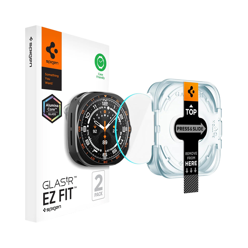 Spigen GlastR EZ FIT védőfólia Samsung Galaxy Watch Ultra2-hez, edzett üveg, 2 darabos készlet AGL11758
