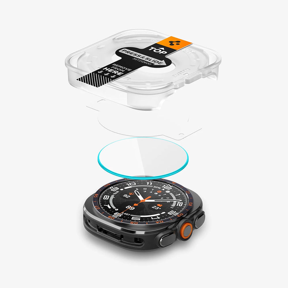 Spigen GlastR EZ FIT védőfólia Samsung Galaxy Watch Ultra2-hez, edzett üveg, 2 darabos készlet AGL11758