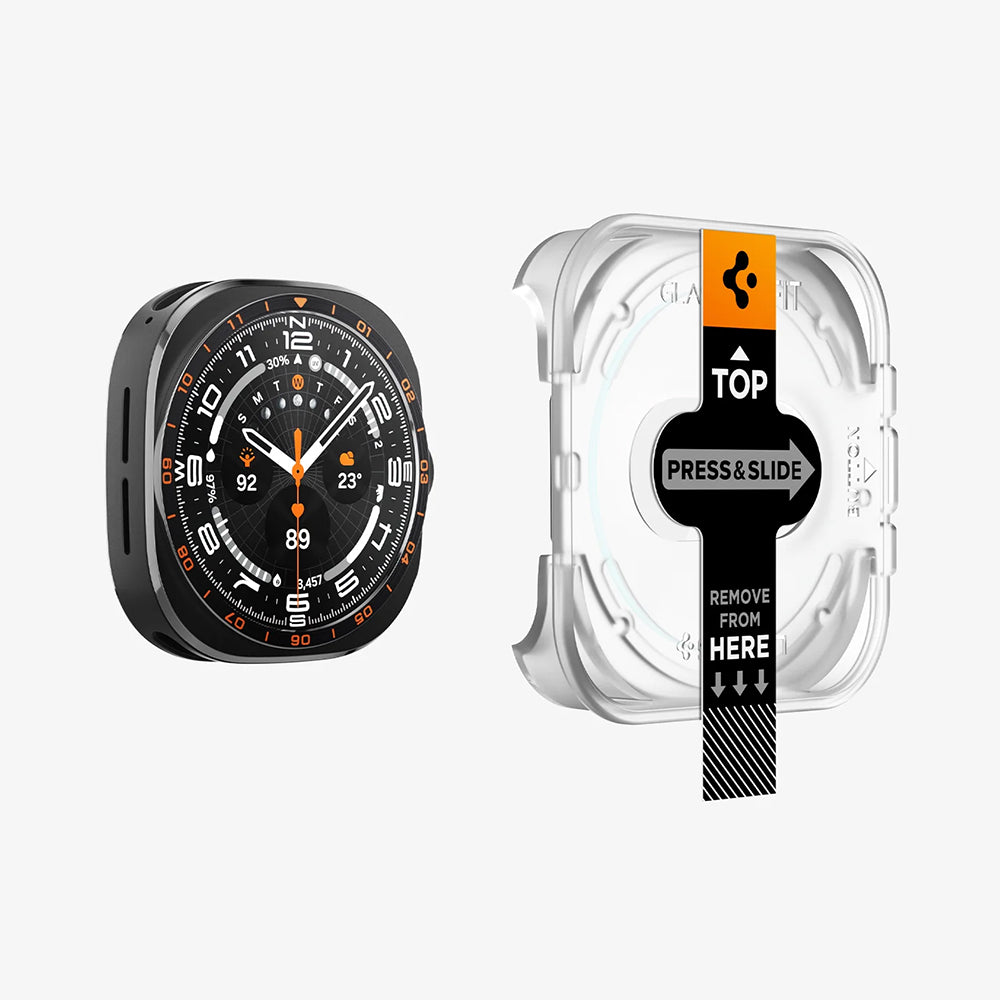 Spigen GlastR EZ FIT védőfólia Samsung Galaxy Watch Ultra2-hez, edzett üveg, 2 darabos készlet AGL11758