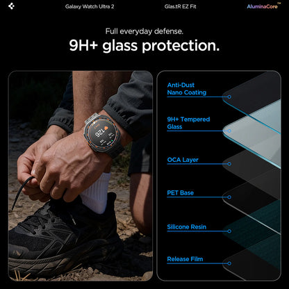 Spigen GlastR EZ FIT védőfólia Samsung Galaxy Watch Ultra2-hez, edzett üveg, 2 darabos készlet AGL11758