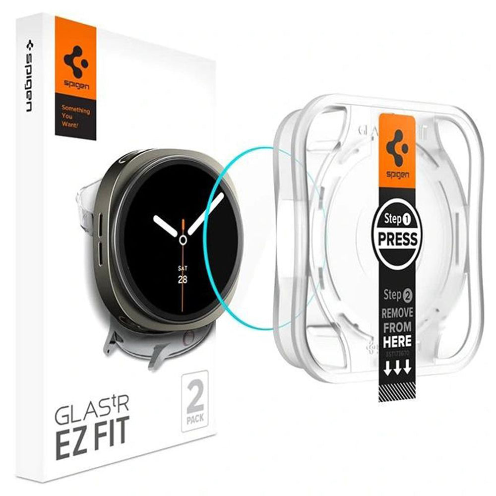 Spigen GlastR EZ FIT védőfólia Samsung Galaxy Watch8 40mm-hez, 2 darabos készlet, Edzett üveg AGL09876