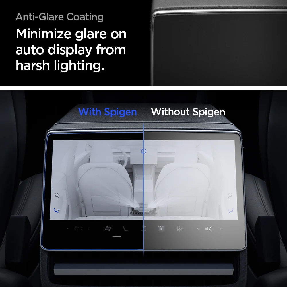 Spigen GlastR Slim Anti-Glare védőfólia Tesla Y (2026 / 2025) / 3 (2026 / 2025 / 2024) navigációhoz, edzett üveg AGL07586