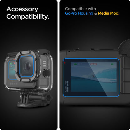 Spigen GlastR Slim képernyő- és lencsevédő fólia GoPro Hero 12 / 9 / 10 / 11 készülékekhez, Edzett üveg, 6 darabos készlet AGL03045