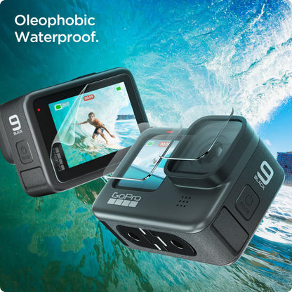 Spigen GlastR Slim képernyő- és lencsevédő fólia GoPro Hero 12 / 9 / 10 / 11 készülékekhez, Edzett üveg, 6 darabos készlet AGL03045