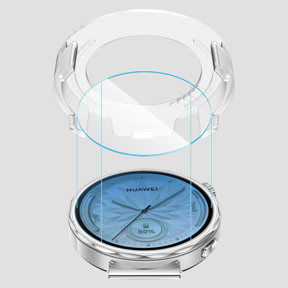 Tech-Protect Easy Set+ védőfólia Huawei Watch GT 5 41mm-hez, 2 darabos készlet, Edzett üveg