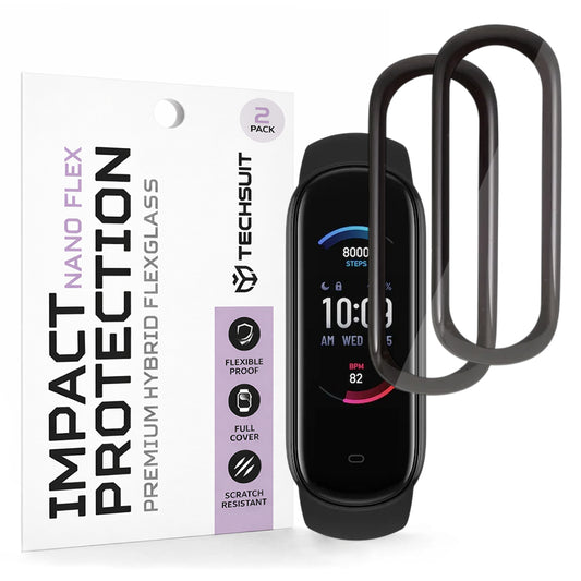 Techsuit Nano Flex védőfólia Amazfit Band 5-höz, 2 darabos készlet, Műanyag, Fekete