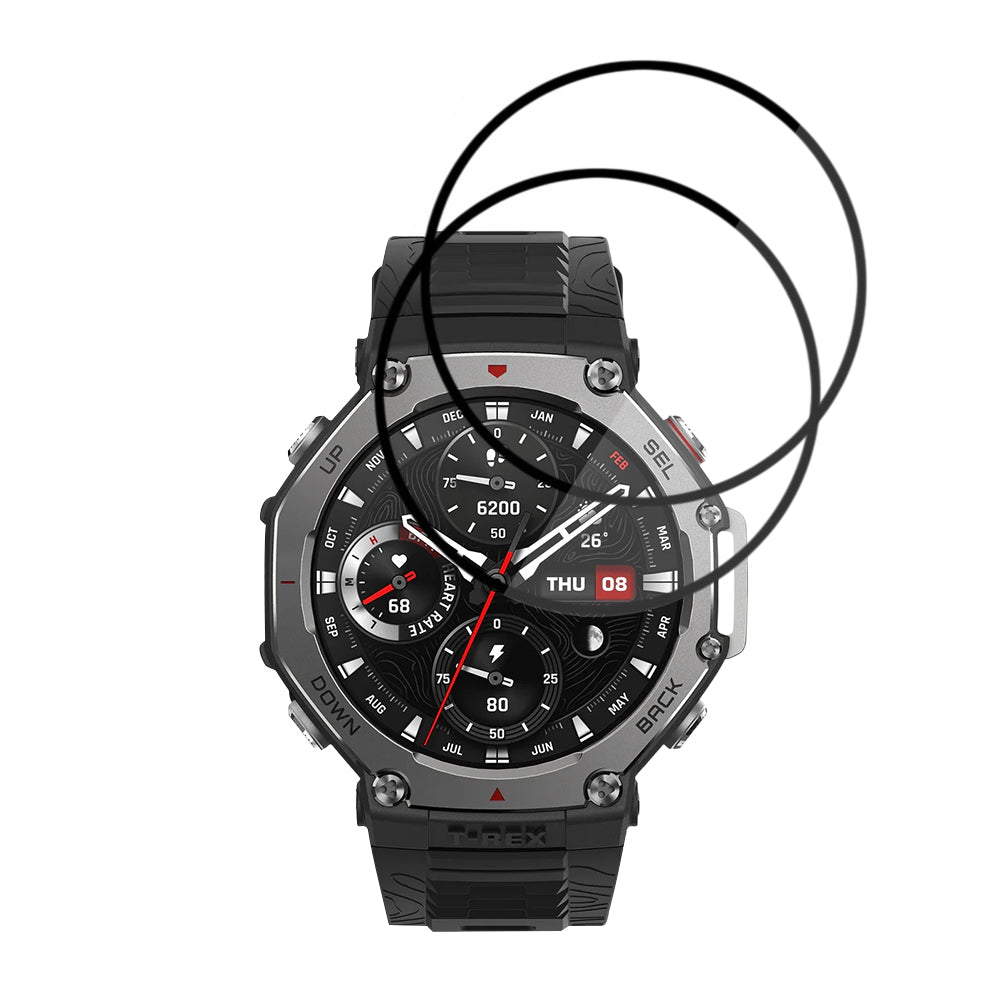 Techsuit Nano Flex védőfólia Amazfit T-Rex 3-hoz, 2 darabos készlet, Műanyag, Fekete