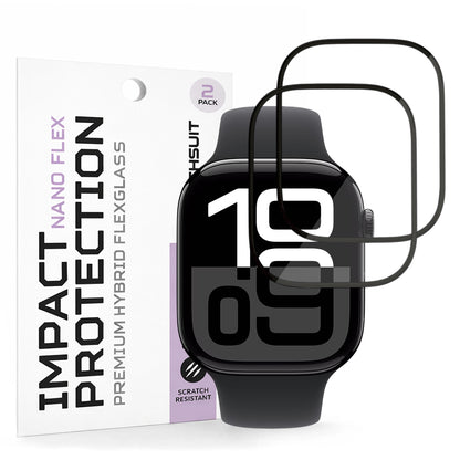 Techsuit Nano Flex védőfólia Apple Watch Series 10 / 11 46mm-hez, 2 darabos készlet, Műanyag, Fekete