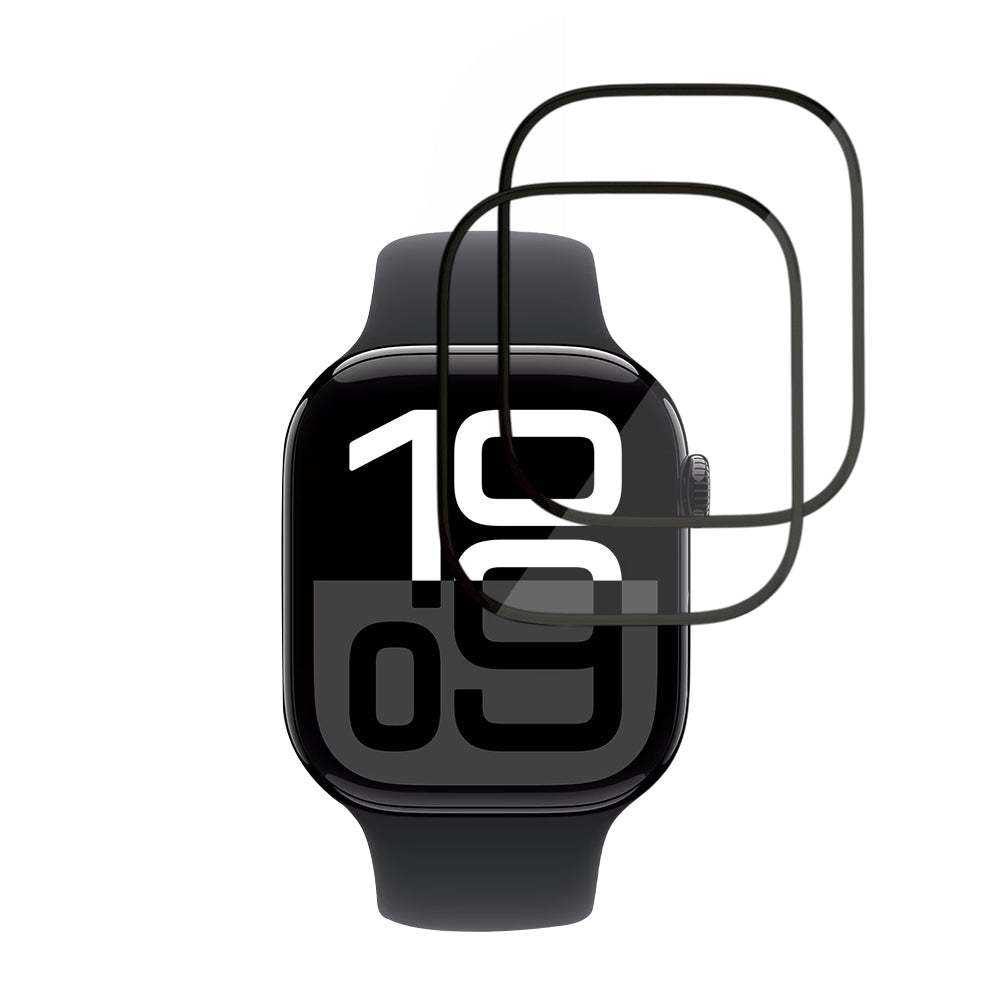 Techsuit Nano Flex védőfólia Apple Watch Series 10 / 11 46mm-hez, 2 darabos készlet, Műanyag, Fekete