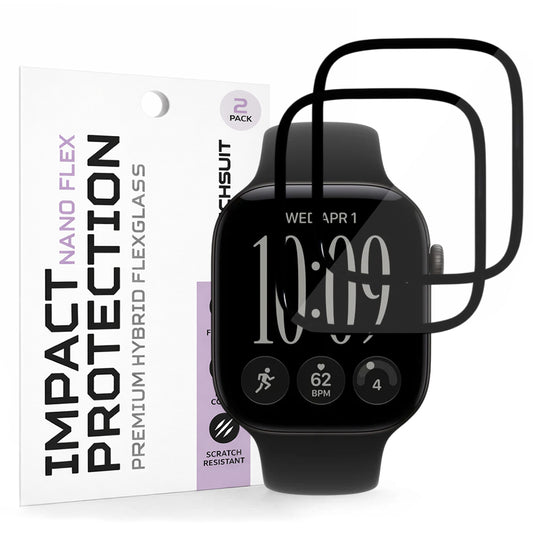 Techsuit Nano Flex védőfólia Apple Watch Series 12 46mm-hez, 2 darabos készlet, műanyag, fekete