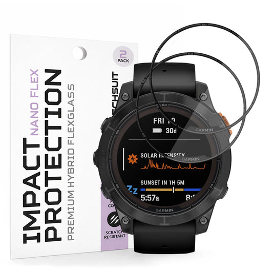Techsuit Nano Flex védőfólia Garmin Fenix 7 Pro Solarhoz, 2 darabos készlet, Műanyag, Fekete