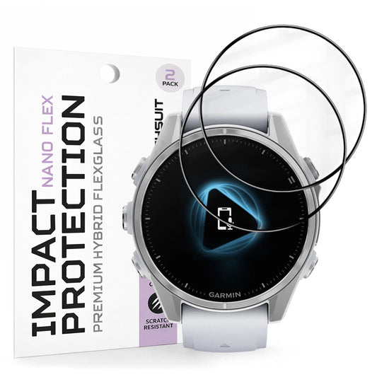 Techsuit Nano Flex védőfólia Garmin Fenix 8 43mm-hez, 2 darabos készlet, Műanyag, Fekete