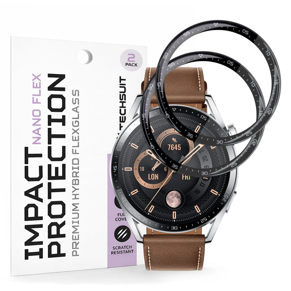 Techsuit Nano Flex védőfólia Huawei Watch GT 3 46mm-hez, 2 darabos készlet, Műanyag, Fekete