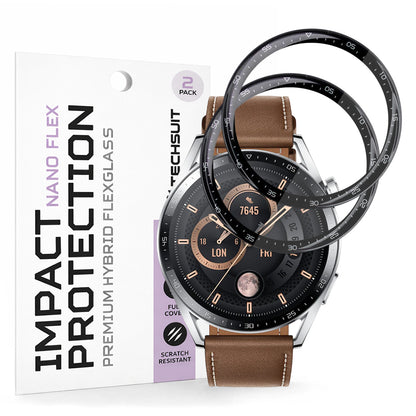 Techsuit Nano Flex védőfólia Huawei Watch GT 3 46mm-hez, 2 darabos készlet, Műanyag, Fekete