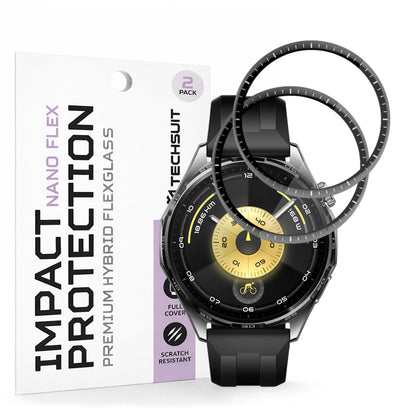 Techsuit Nano Flex védőfólia Huawei Watch GT 6 46mm-hez, 2 darabos készlet, Műanyag, Fekete