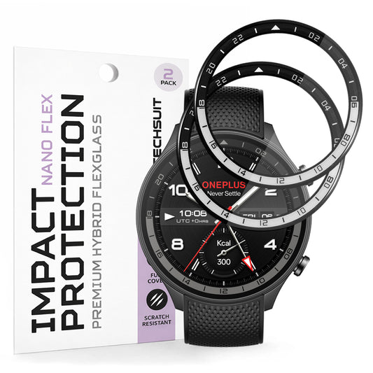 Techsuit Nano Flex védőfólia OnePlus Watch 2R-hez, 2 darabos készlet, Műanyag, Fekete