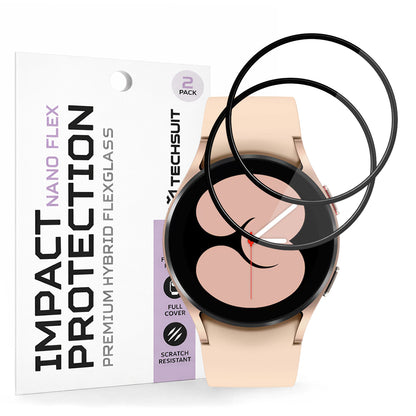 Techsuit Nano Flex védőfólia Samsung Galaxy Watch4 40mm-hez, 2 darabos készlet, Műanyag, Fekete