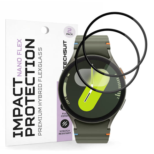 Techsuit Nano Flex védőfólia Samsung Galaxy Watch7 44mm-hez, 2 darabos készlet, Műanyag, Fekete