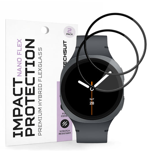Techsuit Nano Flex védőfólia Samsung Galaxy Watch8 40mm-hez, 2 darabos készlet, Műanyag, Fekete