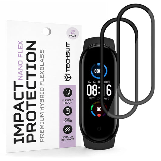 Techsuit Nano Flex védőfólia Xiaomi Smart Band 6 / 5-höz, 2 darabos készlet, Műanyag, Fekete