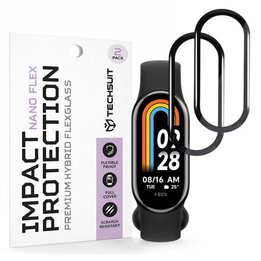 Techsuit Nano Flex védőfólia Xiaomi Smart Band 8-hoz, 2 darabos készlet, Műanyag, Fekete