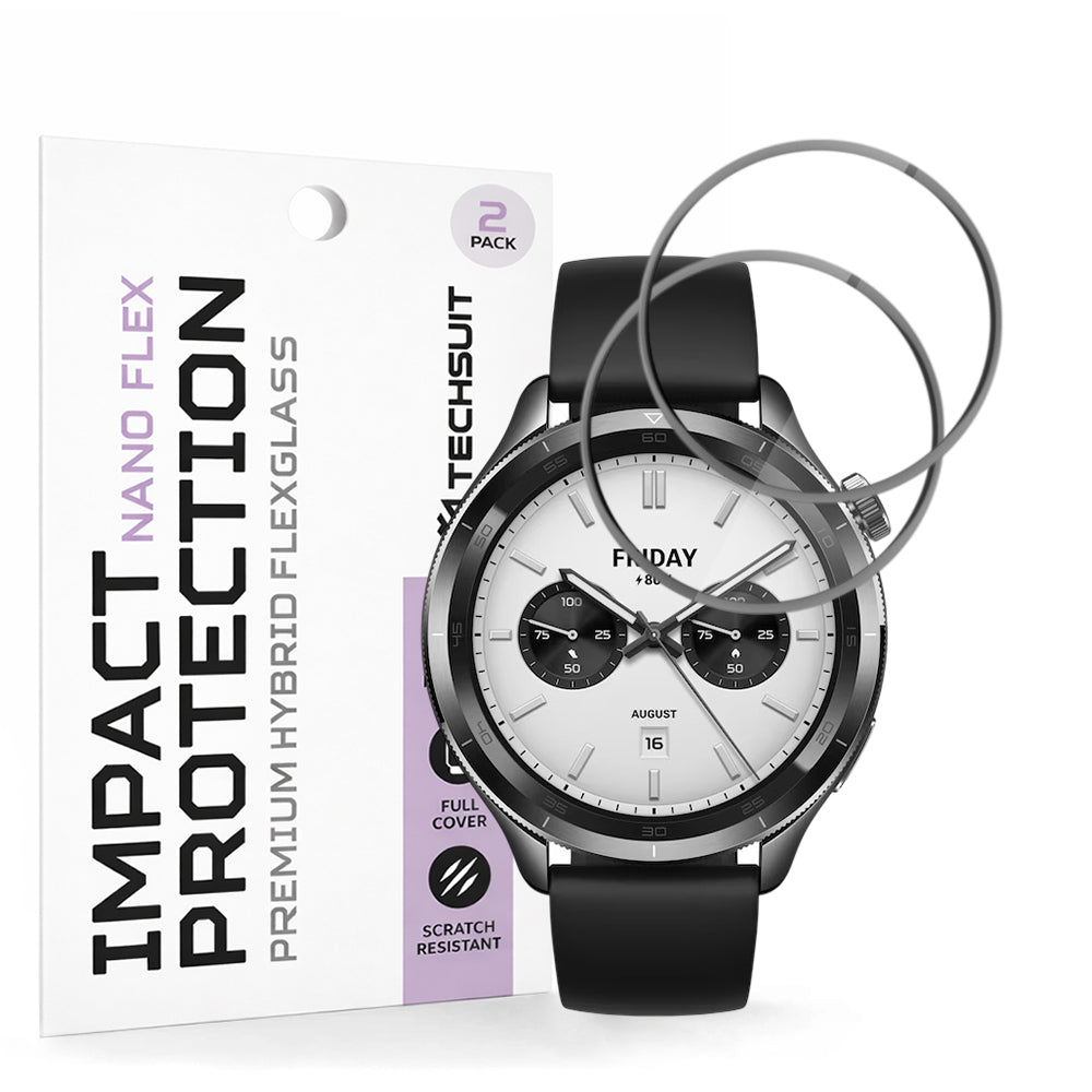Techsuit Nano Flex védőfólia Xiaomi Watch S4-hez, 2 darabos készlet, Műanyag, Fekete