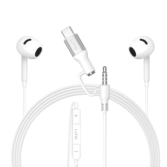 Handsfree 3.5mm / USB-C Lito LF03, Fehér