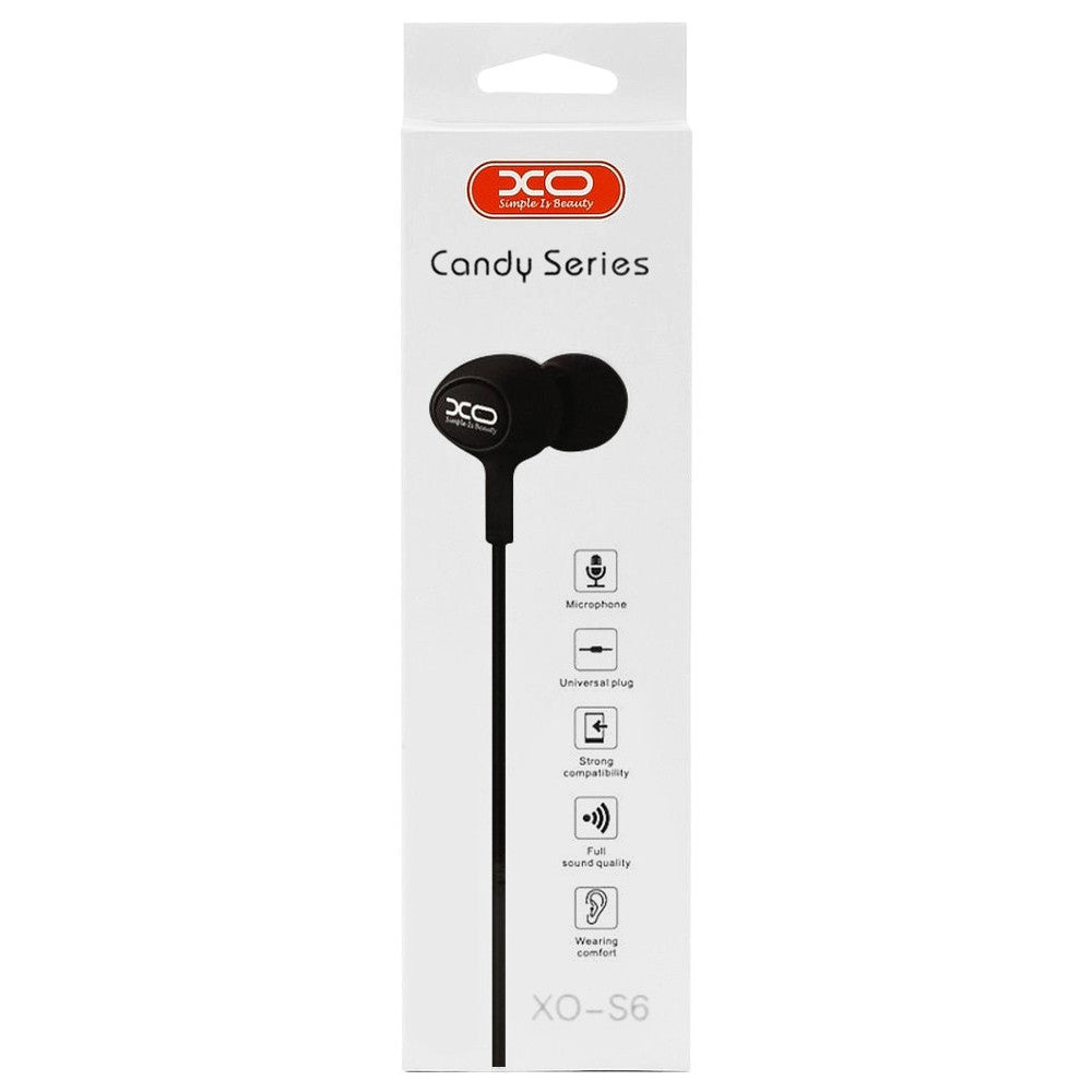 Handsfree 3.5mm XO Design S6, Fekete